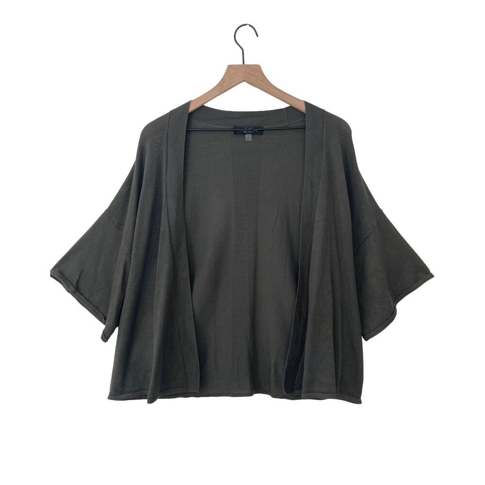 August Silk Cottagecore Olive Green Fall Knit Draped Boho Cardigan Sweater Large